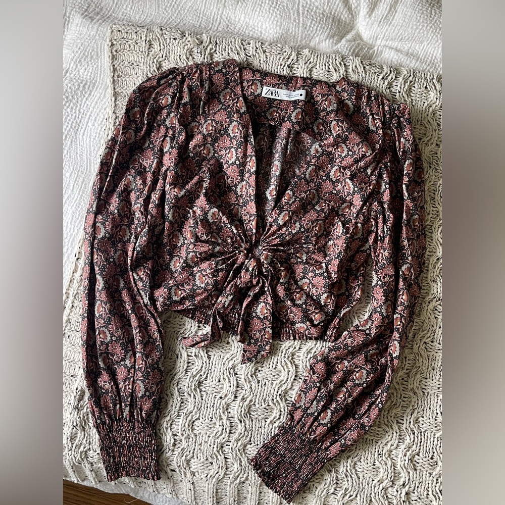Zara Long Sleeve Crop Top